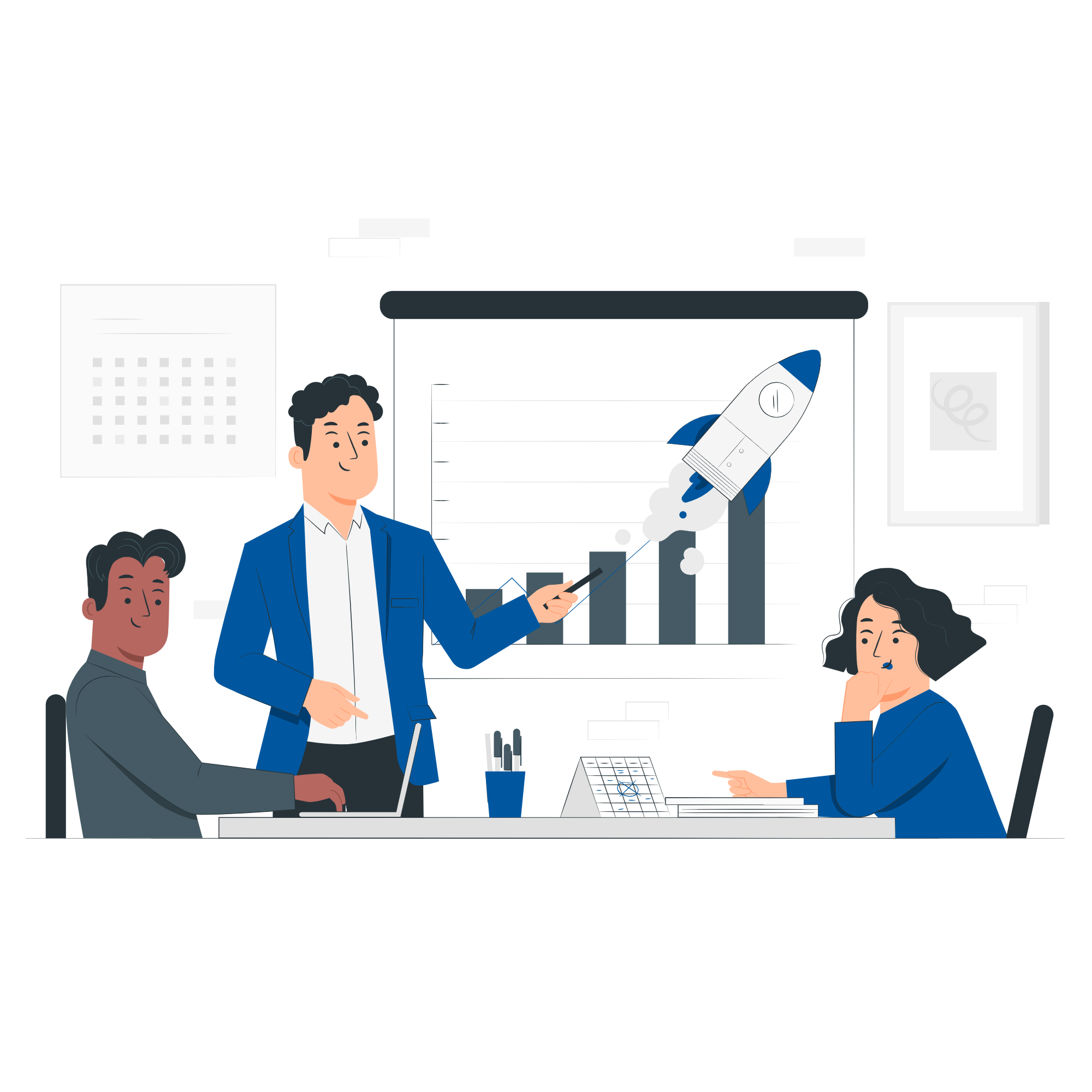 An executive corporate workshop training session with an instructor showing a marketing diagram - KIDLIN School of AI