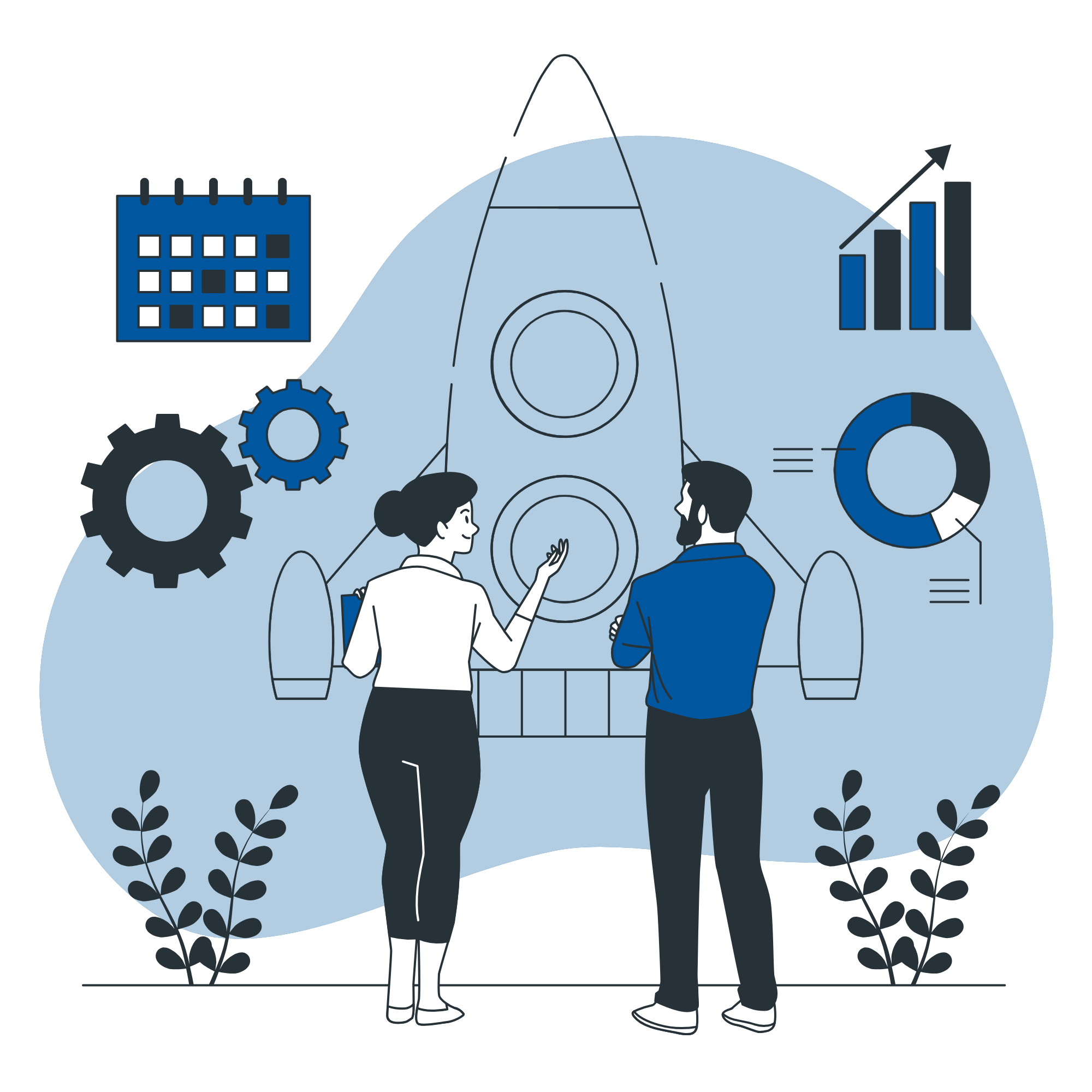 Illustration representing launch and deadline